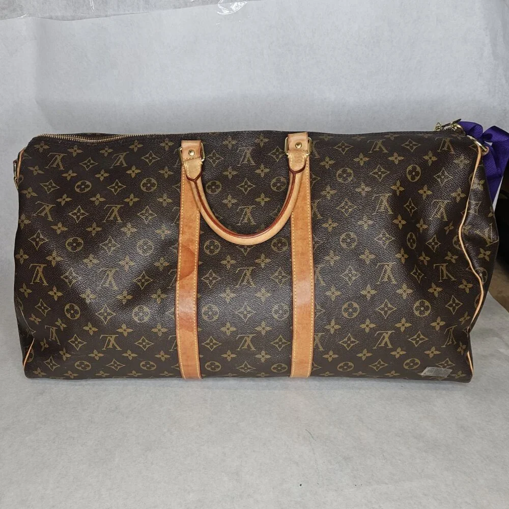 Louis Vuitton Monogram Duffle Bag Keepall 50 Bandoliere Crossbody Tote Bag Purse
